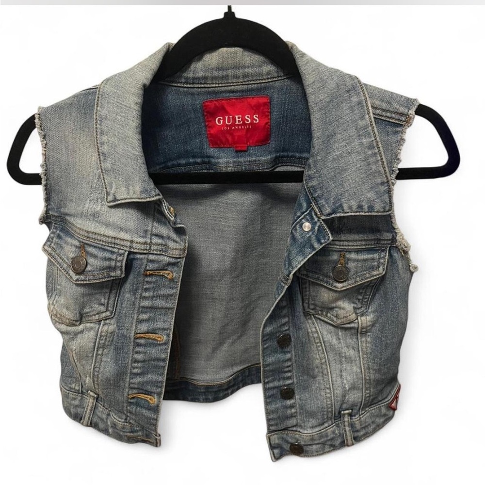 Guess Blue Denim Vest with Red Tag